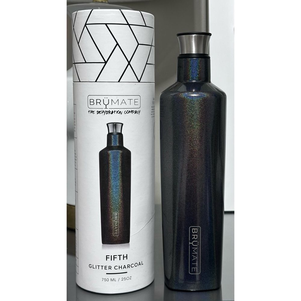 BruMate FIFTH 25OZ LIQUOR CANTEEN, GLITTER CHARCOAL‎